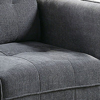 Hak 33 Inch Accent Chair, Rounded Arms, Biscuit Tufting, Wood Legs, Gray - BM299618