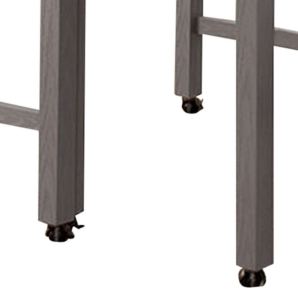 39 Inch Faux Marble Top Table with Felt Lined Storage Drawer, Gray, White - BM299637