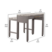 39 Inch Faux Marble Top Table with Felt Lined Storage Drawer, Gray, White - BM299637