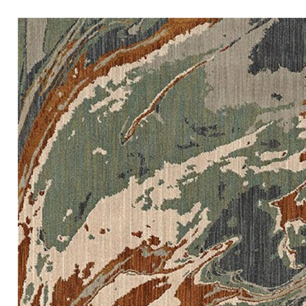 Kiy 5 x 7.5 Modern Medium Area Rug, Swirl Pattern, Distressed Doppler Teal - BM299647