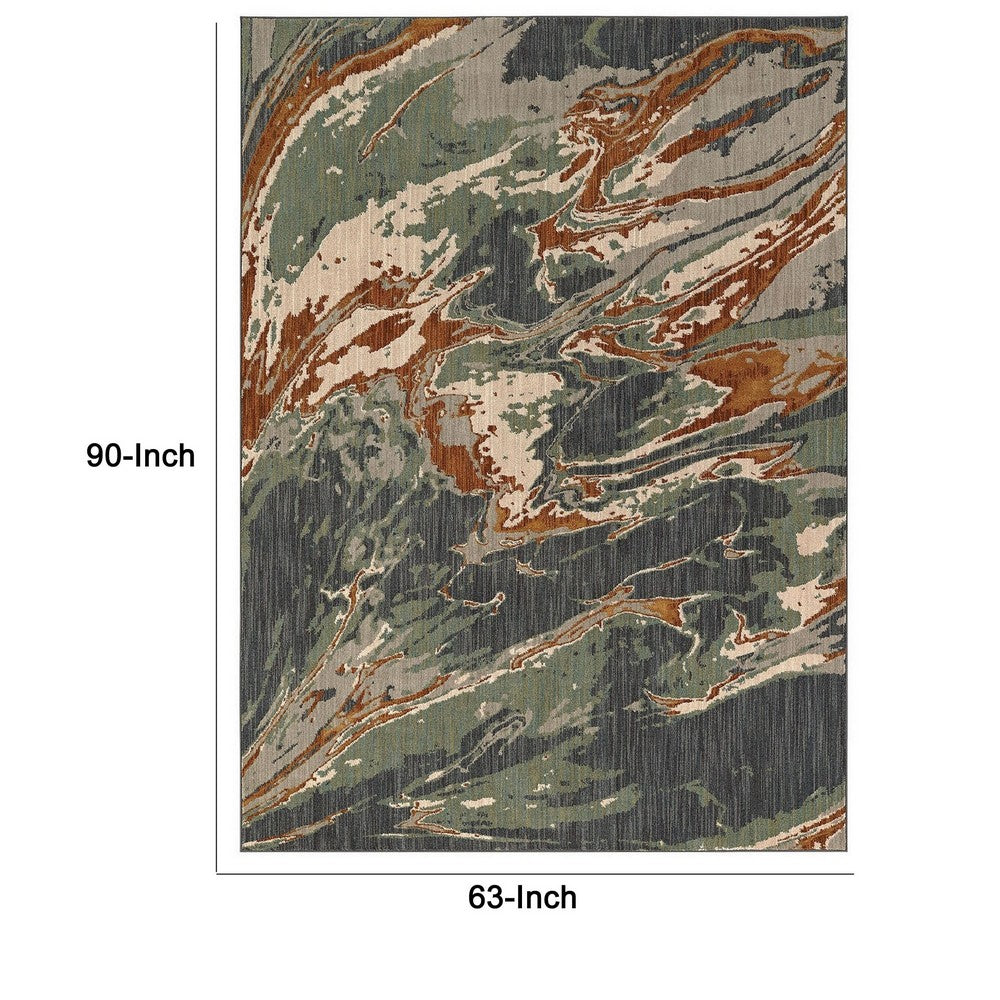 Kiy 5 x 7.5 Modern Medium Area Rug, Swirl Pattern, Distressed Doppler Teal - BM299647