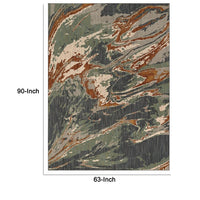 Kiy 5 x 7.5 Modern Medium Area Rug, Swirl Pattern, Distressed Doppler Teal - BM299647