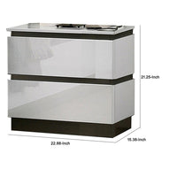 Nav 22 Inch Modern Nightstand with 2 Drawers, Concealed Handles, White - BM299934