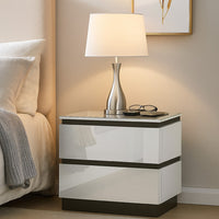 Nav 22 Inch Modern Nightstand with 2 Drawers, Concealed Handles, White - BM299934