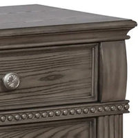 Akia 28 Inch Traditional 3 Drawer Nightstand, Metal Knobs, Smooth Gray - BM299937