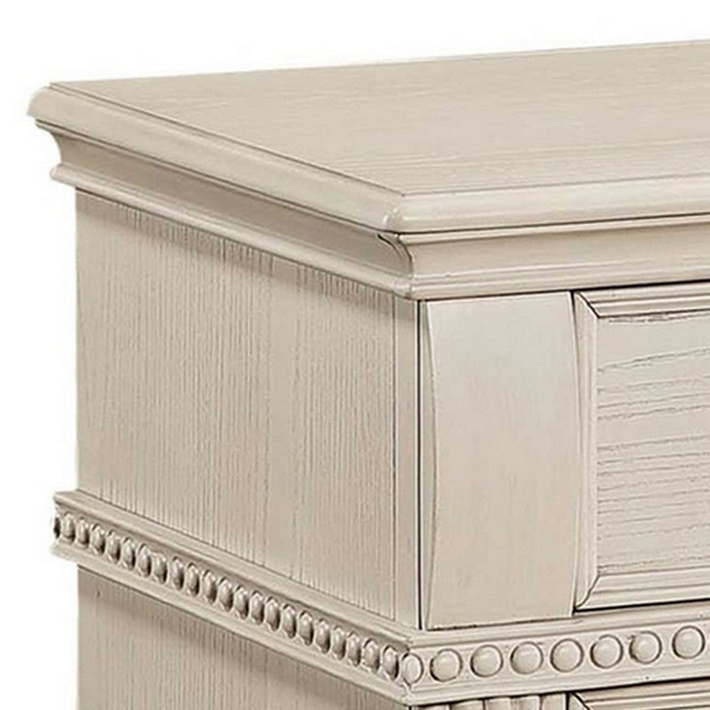 Akia 28 Inch Traditional 3 Drawer Nightstand, Metal Knobs, Crisp White - BM299940