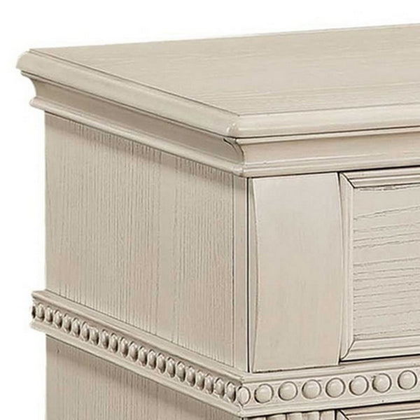 Akia 28 Inch Traditional 3 Drawer Nightstand, Metal Knobs, Crisp White - BM299940