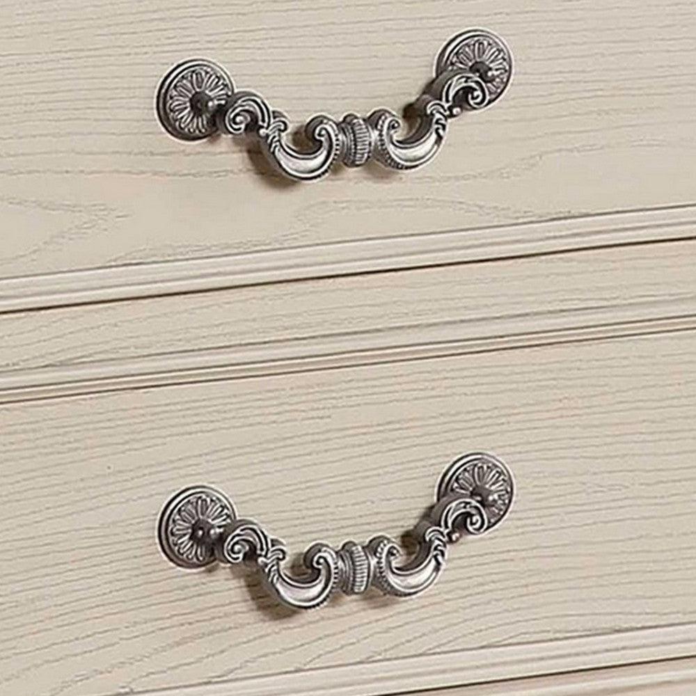 Akia 28 Inch Traditional 3 Drawer Nightstand, Metal Knobs, Crisp White - BM299940