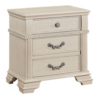 Akia 28 Inch Traditional 3 Drawer Nightstand, Metal Knobs, Crisp White - BM299940