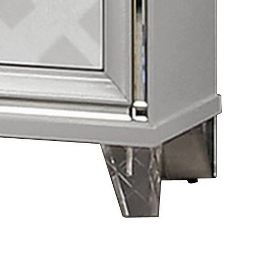 Beli 30 Inch Modern 2 Drawer Nightstand, Carved Acrylic Feet, Crisp White - BM299943