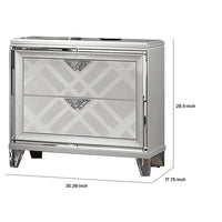 Beli 30 Inch Modern 2 Drawer Nightstand, Carved Acrylic Feet, Crisp White - BM299943