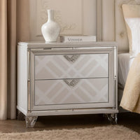 Beli 30 Inch Modern 2 Drawer Nightstand, Carved Acrylic Feet, Crisp White - BM299943