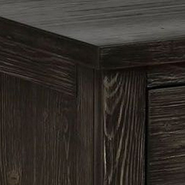 Novi 20 Inch Modern 2 Drawer Nightstand, Wood Grain Details, Dark Gray - BM299949