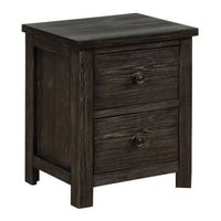 Novi 20 Inch Modern 2 Drawer Nightstand, Wood Grain Details, Dark Gray - BM299949
