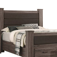 Fort Classic Queen Sized Bed with 2 Drawers, Upholstered Panel, Oak Gray - BM300201
