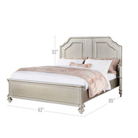 Opp Platform Queen Size Bed with Curved Panel Headboard, Champagne Silver - BM300212