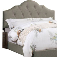 Eni Upholstered King Size Bed, Tufted Adjustable Headboard, Gray Fabric - BM300222