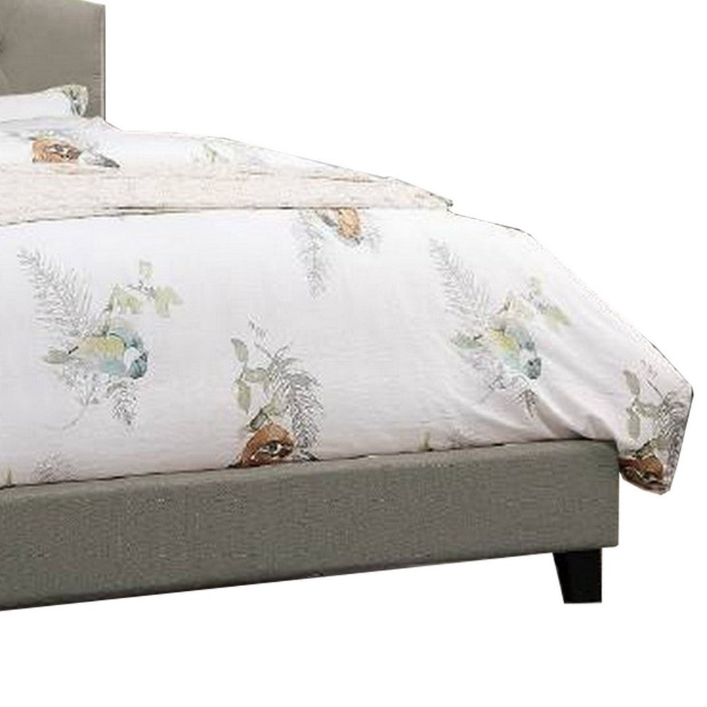 Eni Upholstered King Size Bed, Tufted Adjustable Headboard, Gray Fabric - BM300222