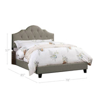 Eni Upholstered King Size Bed, Tufted Adjustable Headboard, Gray Fabric - BM300222