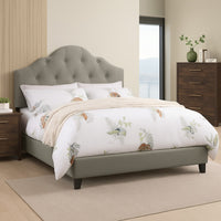 Eni Upholstered Queen Size Bed, Tufted Adjustable Headboard, Gray Fabric - BM300224