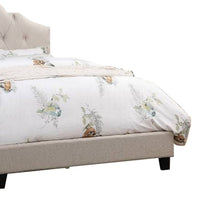 Eni Upholstered Queen Size Bed, Tufted Adjustable Headboard, Taupe Fabric - BM300228