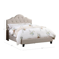 Eni Upholstered Queen Size Bed, Tufted Adjustable Headboard, Taupe Fabric - BM300228