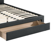 Nue Twin Upholstered Bed, Curved Tufted Headboard, Charcoal Gray Burlap - BM300237