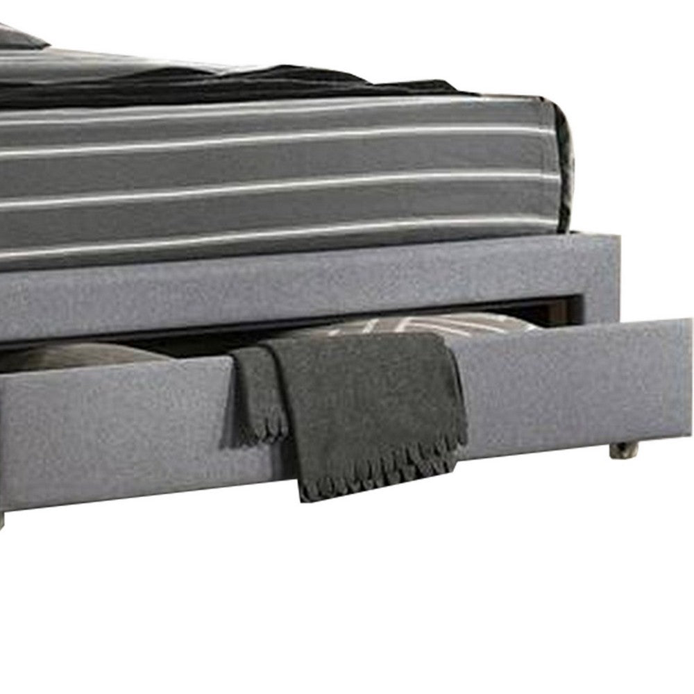 Nue Twin Upholstered Bed with Curved Tufted Headboard, Nailhead Trim, Gray - BM300240