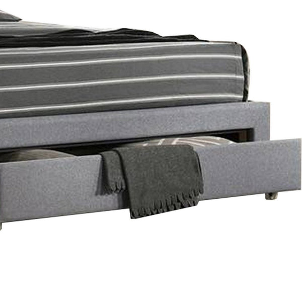 Nue Twin Upholstered Bed with Curved Tufted Headboard, Nailhead Trim, Gray - BM300240