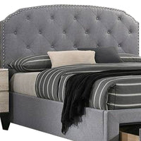 Nue Twin Upholstered Bed with Curved Tufted Headboard, Nailhead Trim, Gray - BM300240
