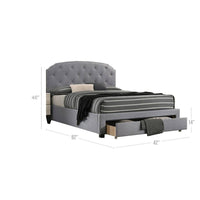 Nue Twin Upholstered Bed with Curved Tufted Headboard, Nailhead Trim, Gray - BM300240