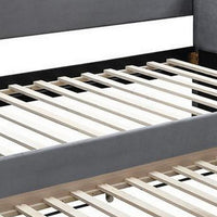 Edra Classic Wood Upholstered Day Bed with Trundle, Tufted Gray Burlap - BM300244