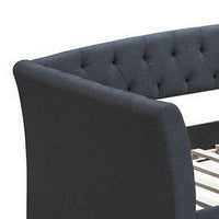 Alma Classic Wood Daybed with Trundle, Button Tufted, Charcoal Burlap - BM300250