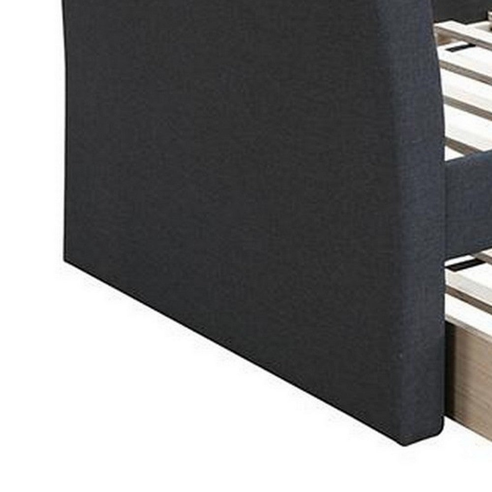 Alma Classic Wood Daybed with Trundle, Button Tufted, Charcoal Burlap - BM300250