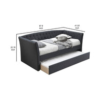 Alma Classic Wood Daybed with Trundle, Button Tufted, Charcoal Burlap - BM300250