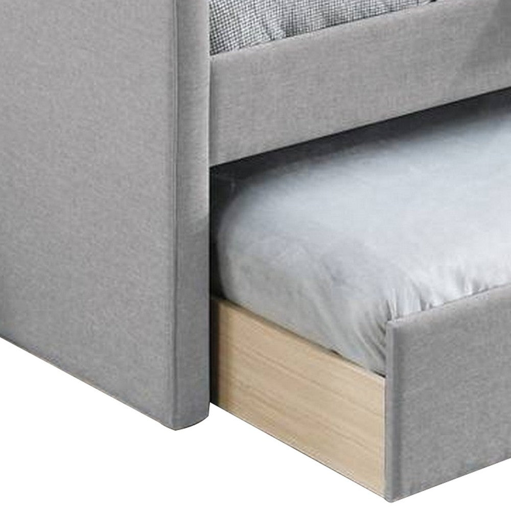 Diem Classic Wood Day Bed with Trundle, Button Tufted Back, Gray Burlap - BM300257