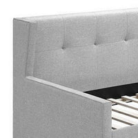 Diem Classic Wood Day Bed with Trundle, Button Tufted Back, Gray Burlap - BM300257