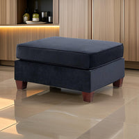 Omi 34 Inch Square Cocktail Ottoman, Foam, Brown Tapered Legs, Black Velvet - BM300271