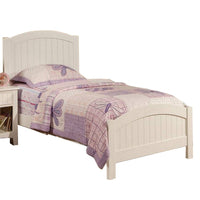 Shov Twin Size Bed, Arched Headboard, Classic White Wood Construction  - BM300280