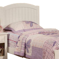 Shov Twin Size Bed, Arched Headboard, Classic White Wood Construction  - BM300280