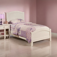 Shov Twin Size Bed, Arched Headboard, Classic White Wood Construction  - BM300280