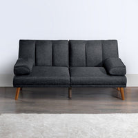 Dora 71 Inch Adjustable Futon Sofa Bed with Vertical Channel Tufting, Black - BM300287