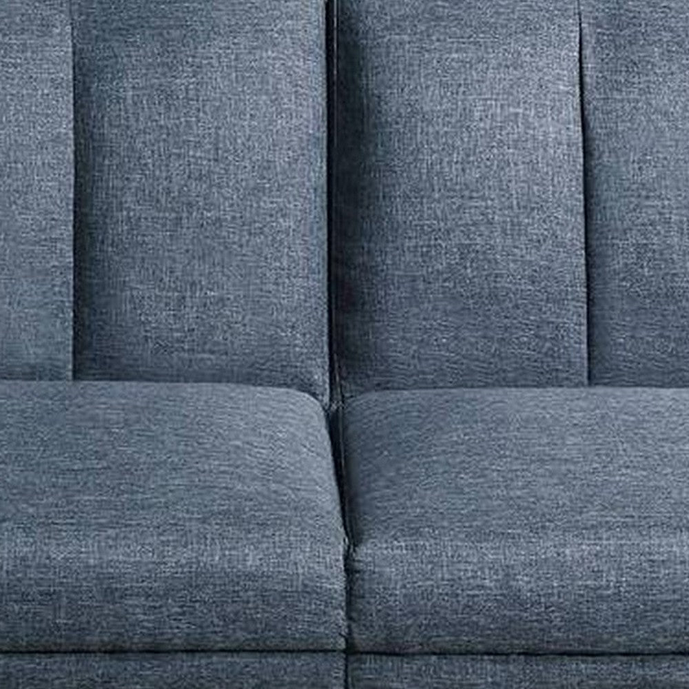 Dora 71 Inch Adjustable Futon Sofa Bed with Vertical Channel Tufting, Blue - BM300291