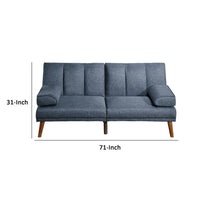 Dora 71 Inch Adjustable Futon Sofa Bed with Vertical Channel Tufting, Blue - BM300291