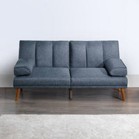 Dora 71 Inch Adjustable Futon Sofa Bed with Vertical Channel Tufting, Blue - BM300291