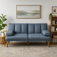 Dora 71 Inch Adjustable Futon Sofa Bed with Vertical Channel Tufting, Blue - BM300291