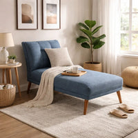 Dora 62 Inch Modern Adjustable Chaise Lounger with Channel Tufting, Blue - BM300292