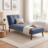 Dora 62 Inch Modern Adjustable Chaise Lounger with Channel Tufting, Blue - BM300292