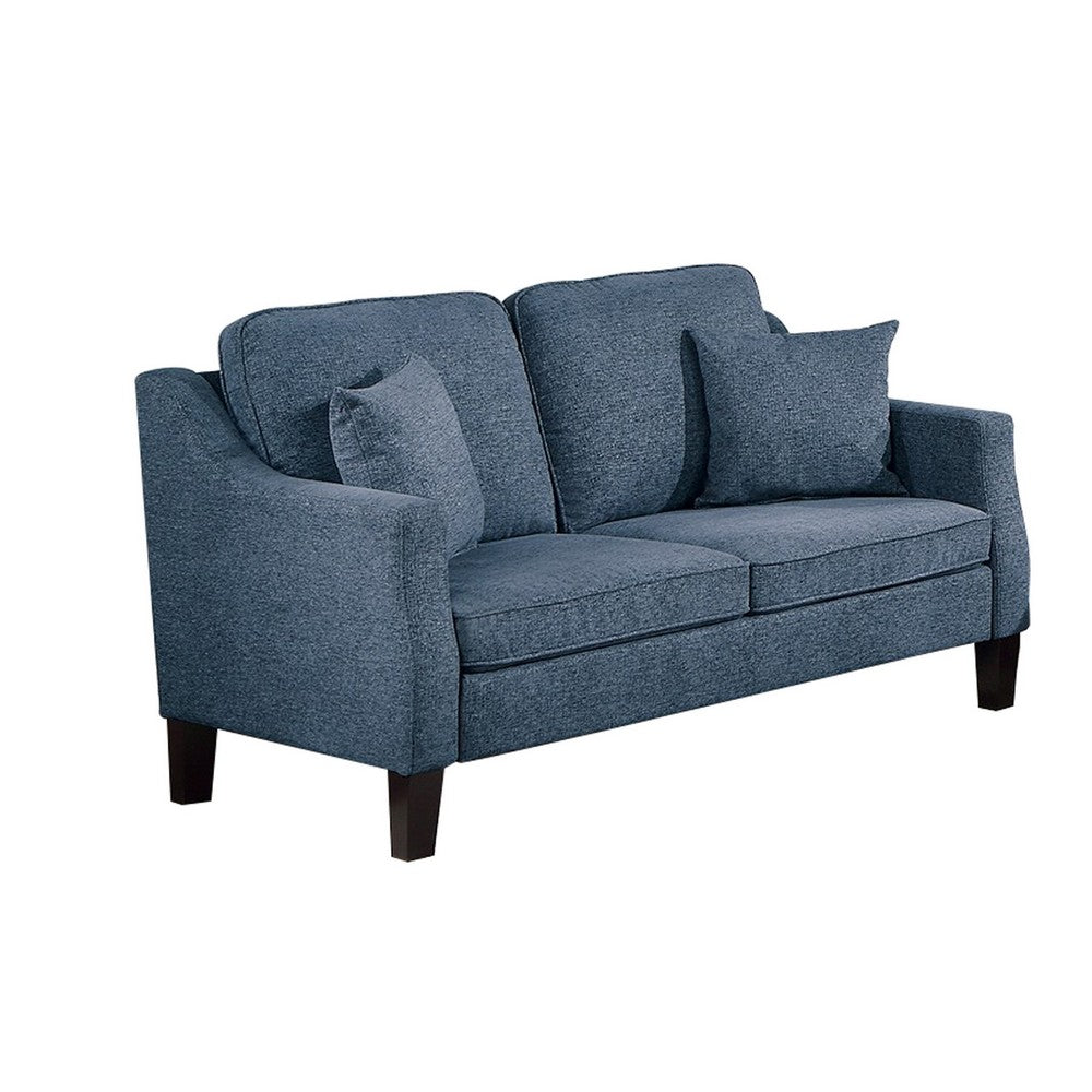 Gaia 2 Piece Sofa and Loveseat Set, 4 Throw Pillows, Cushioned Navy Blue - BM300302