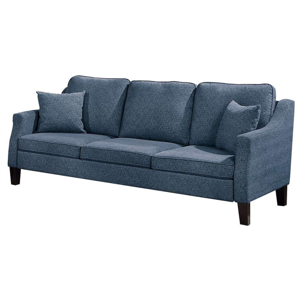 Gaia 2 Piece Sofa and Loveseat Set, 4 Throw Pillows, Cushioned Navy Blue - BM300302